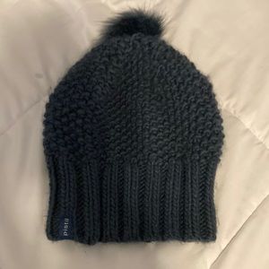 Blue Knit Pom Beanie